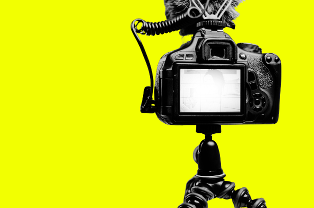 Professional camera set up at a shoot